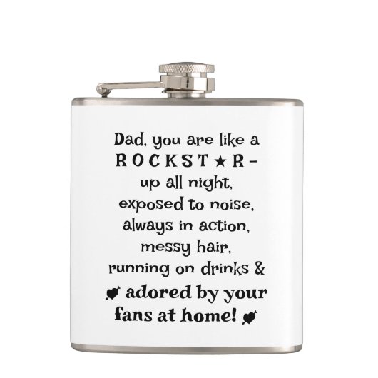 Dad Rockstar 6oz Flask, Birthday Gift From Baby,   フラスク (正面)