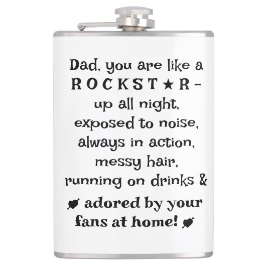 Dad Rockstar 8oz Flask, Birthday Gift From Kids,   フラスク (正面)