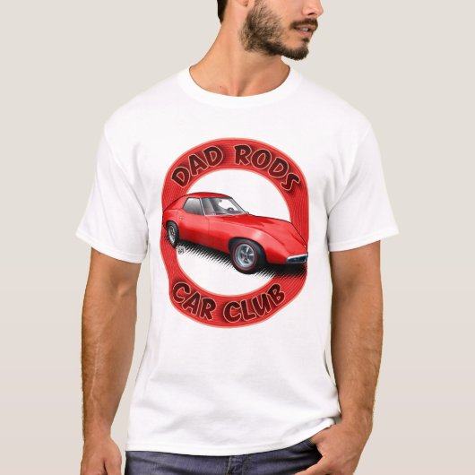 Dad Rods Car Club 赤いバンシー車Tシャツ Tシャツ (正面)