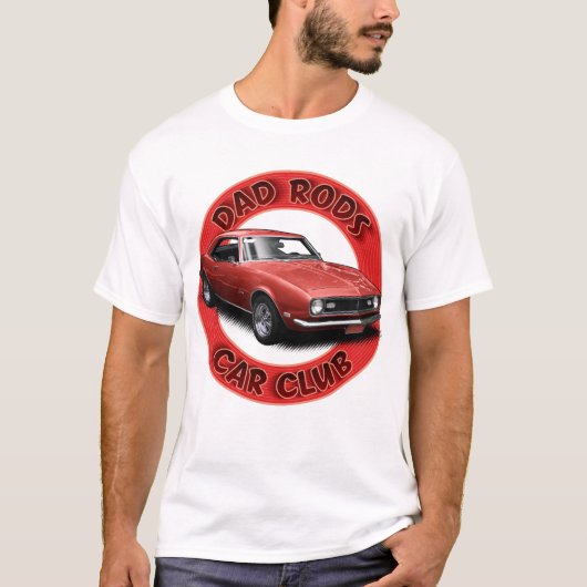 Dad Rods Car Club Red Camaro T-Shirt Tシャツ (正面)