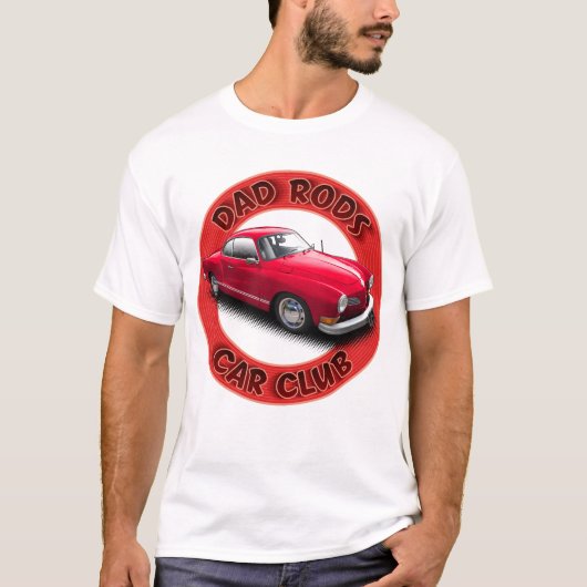 Dad Rods Car Club Red Ghia Car T-Shirt Tシャツ (正面)