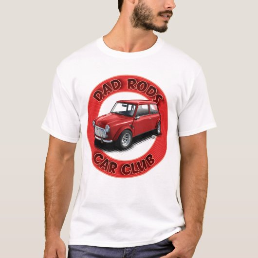 Dad Rods Car Club Red Mini Car T-Shirt Tシャツ (正面)