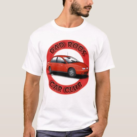 Dad Rods Car Club Red Saturn Car T-Shirt Tシャツ (正面)