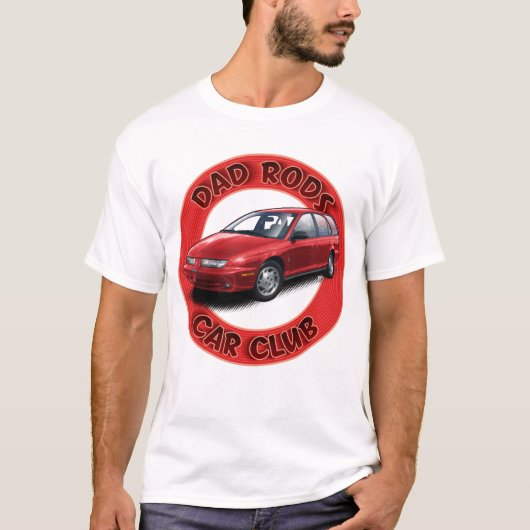 Dad Rods Car Club Red Saturn Wagon Car T-Shirt Tシャツ (正面)