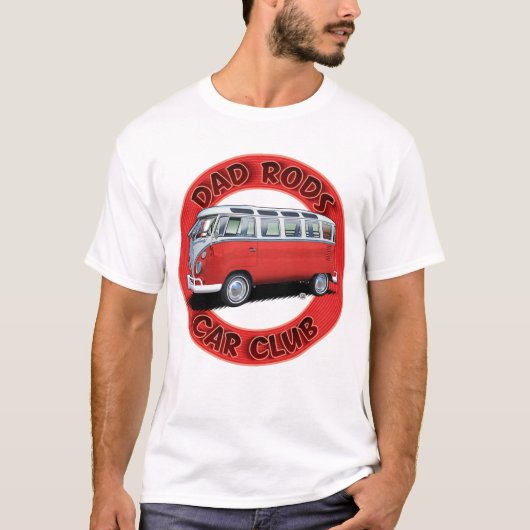 Dad Rods Car Club Red Transporter Bus T-Shirt Tシャツ (正面)