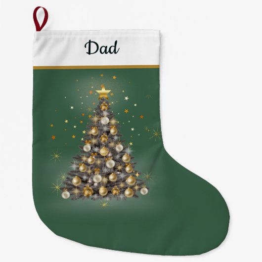 Dad’s Green Christmas Stocking – Classic Design ラージクリスマスストッキング (正面)