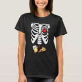 Dad Skeleton Halloween Beer Pizza Pregnancy Coupl Tシャツ (正面)