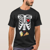 Dad Skeleton Halloween Beer Pizza  Pregnancy Coupl Tシャツ (正面)