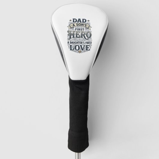 Dad Son Hero Daughter Love Vintage Typography Shir ゴルフヘッドカバー (正面)