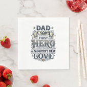 Dad Son Hero Daughter Love Vintage Typography Shir スタンダードランチョンナプキン (インサイチュ)