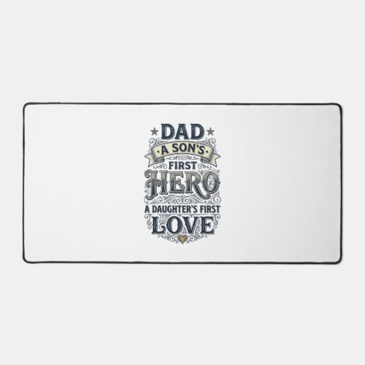 Dad Son Hero Daughter Love Vintage Typography Shir デスクマット (正面)