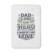 Dad Son Hero Daughter Love Vintage Typography Shir バスマット (正面縦)