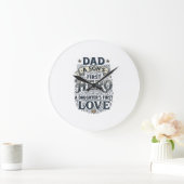 Dad Son Hero Daughter Love Vintage Typography Shir ラージ壁時計 (ホーム)