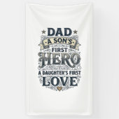 Dad Son Hero Daughter Love Vintage Typography Shir 横断幕 (縦)