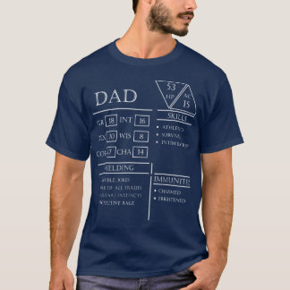 Dad Stats キャラクターシート 白 Tシャツ