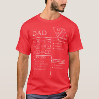 Dad Stats キャラクターシート 白 Tシャツ
