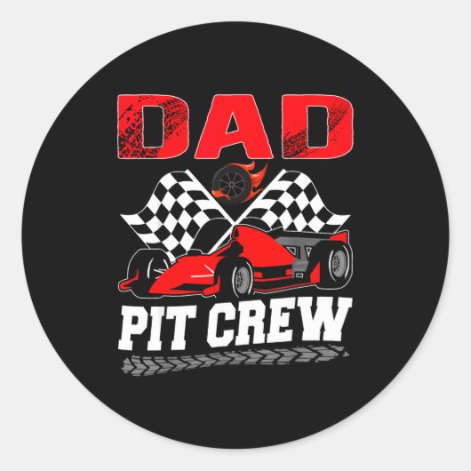 Dad T Crew Racing Family Race Car Birthday Boy  ラウンドシール (正面)