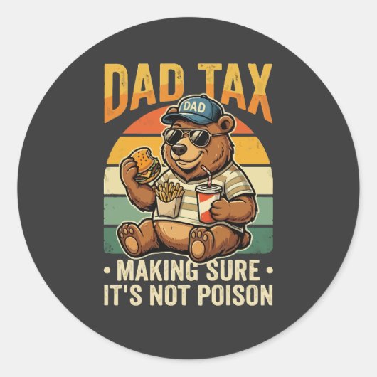 Dad Tax Funny Bear Father Humor Design ラウンドシール (正面)