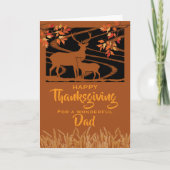Dad Thanksgiving Deer in Field Fall Leaves カード (正面)
