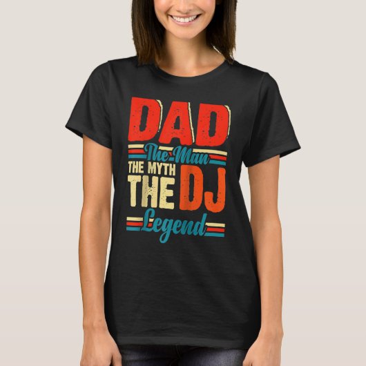 Dad The Man The Myth The DJ Legend Raglan Baseball Tシャツ (正面)