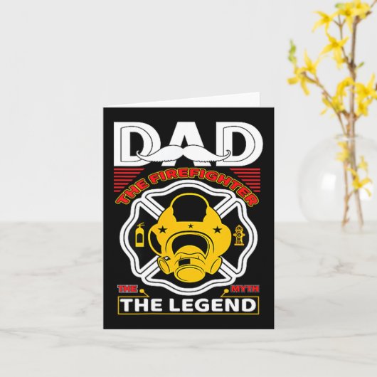 Dad The Myth Legend Fireman Gift Proud Firefighter カード (黄色い花)