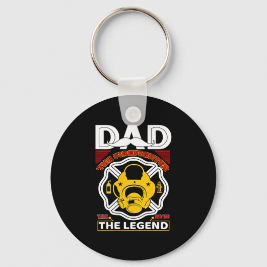 Dad The Myth Legend Fireman Gift Proud Firefighter キーホルダー (正面)