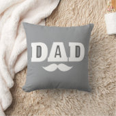 Dad Throw Pillow Mustache Brow Black Grey Orange クッション (ブランケット)