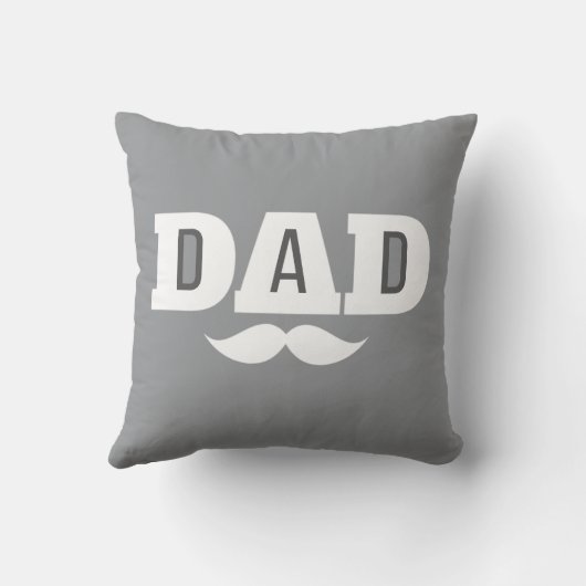 Dad Throw Pillow Mustache Brow Black Grey Orange クッション (裏面)