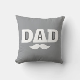 Dad Throw Pillow Mustache Brow Black Grey Orange クッション