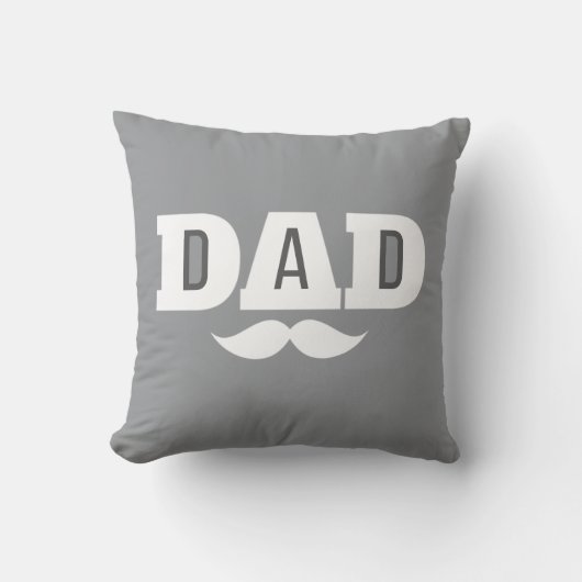 Dad Throw Pillow Mustache Brow Black Grey Orange クッション (正面)