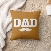 Dad Throw Pillow Mustache Brow Black Grey Orange クッション (ブランケット)