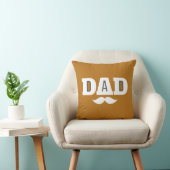 Dad Throw Pillow Mustache Brow Black Grey Orange クッション (椅子)