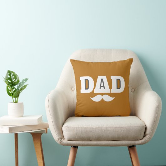 Dad Throw Pillow Mustache Brow Black Grey Orange クッション (椅子)
