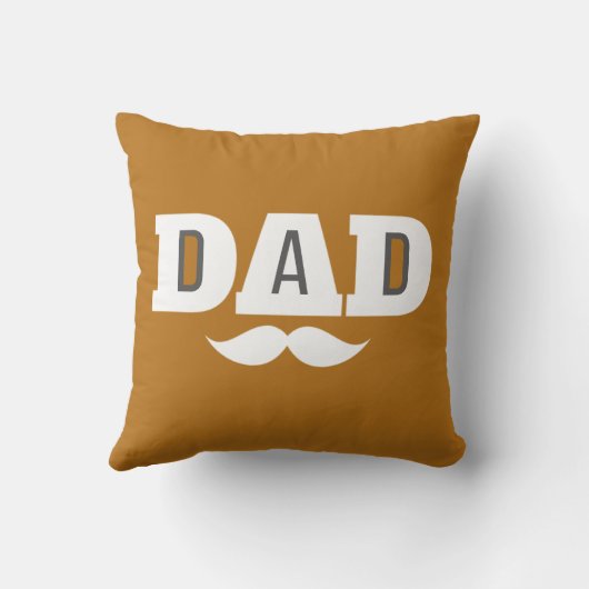 Dad Throw Pillow Mustache Brow Black Grey Orange クッション (裏面)
