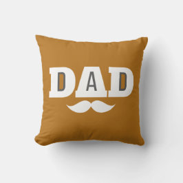 Dad Throw Pillow Mustache Brow Black Grey Orange クッション