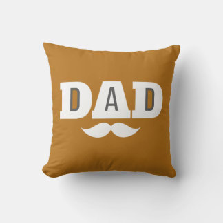 Dad Throw Pillow Mustache Brow Black Grey Orange クッション