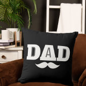 Dad Throw Pillow Mustache Brow Black Grey Orange クッション