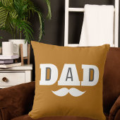 Dad Throw Pillow Mustache Brow Black Grey Orange クッション