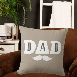 Dad Throw Pillow Mustache Brow Black Grey Orange クッション