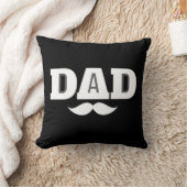 Dad Throw Pillow Mustache Brow Black Grey Orange クッション (ブランケット)