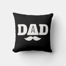 Dad Throw Pillow Mustache Brow Black Grey Orange クッション
