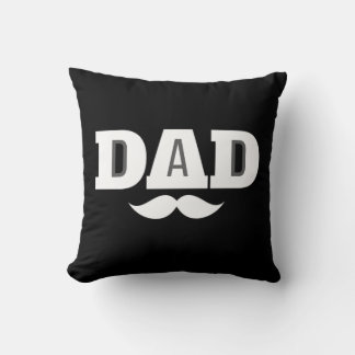 Dad Throw Pillow Mustache Brow Black Grey Orange クッション