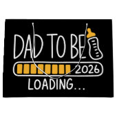 Dad To Be 2026 Promoted to Daddy New Father  ラージペーパーバッグ (正面)