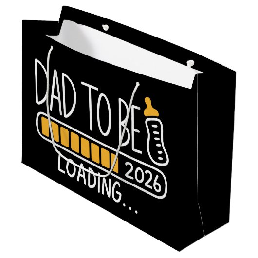 Dad To Be 2026 Promoted to Daddy New Father  ラージペーパーバッグ (正面アングル)