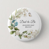 Dad-to-Be, Morning Glory Blue Baby Shower/Brunch 缶バッジ (正面)