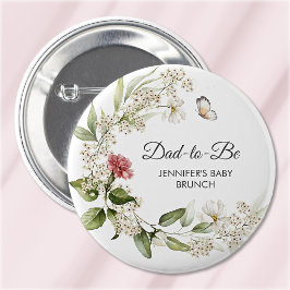 Dad-to-Be Pink Carnation Girl Baby Shower/Brunch 缶バッジ