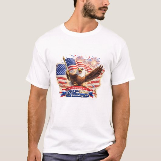 dad Tshirt Blessed Happy 250th Birthday USA! Tシャツ (正面)