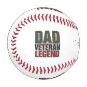Dad Veteran Legend Baseball – Patriotic Gift Idea 野球ボール (正面左)