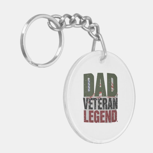Dad Veteran Legend Keychain – Custom Pocket Gift キーホルダー (正面左)