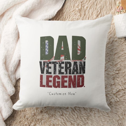 Dad Veteran Legend Pillow – Personalized Dad Gift クッション (ブランケット)